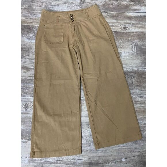 Flamingo Khaki Pants Wide Leg Crop Stretch Tan Women’s Sz M - Picture 1 of 9